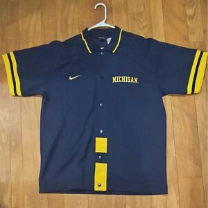 Vintage Nike Michigan Basketball Jersey Warm Up Button Shirt Shooting Jacket L